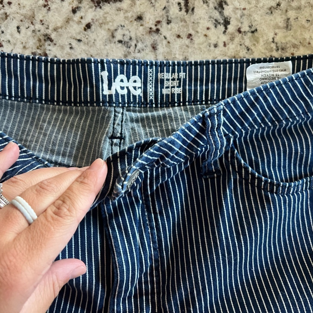 Lee Navy and White Pin Striped Women's Shorts - Picture 3 of 4